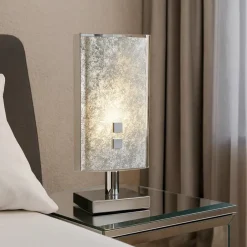 Abat Jour-Top Light Abat-jour camera da letto in foglia argento shadow