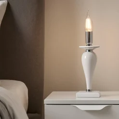 Abat Jour-Ondaluce Abat-jour da comodino classica vetro bianco pagan