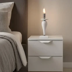 Abat Jour-Ondaluce Abat-jour da comodino classica vetro bianco pagan