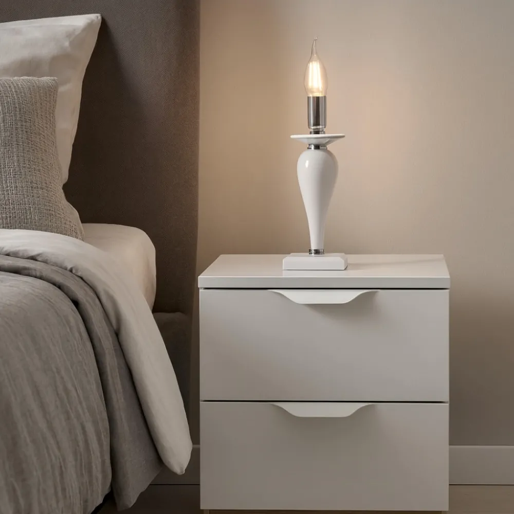 Abat Jour-Ondaluce Abat-jour da comodino classica vetro bianco pagan