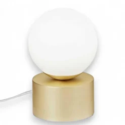 Abat Jour-Ideal Lux Abat-jour da comodino perlage tl1 metallo ottone vetro bianco