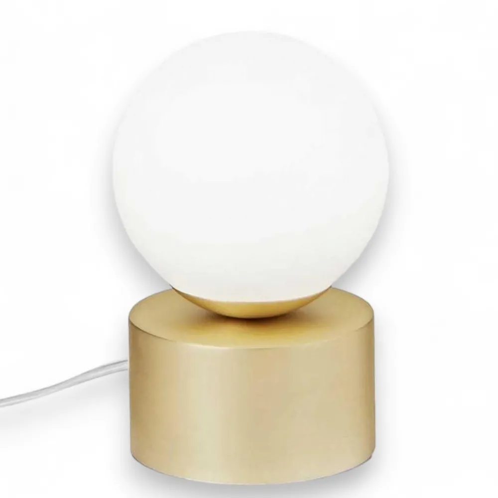 Abat Jour-Ideal Lux Abat-jour da comodino perlage tl1 metallo ottone vetro bianco