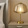 Abat Jour-Top Light Abat jour da comodino toplight double skin moderna oro vetro ambra