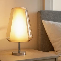 Abat Jour-Top Light Abat-jour da comodino toplight moderna cromo vetro ambra