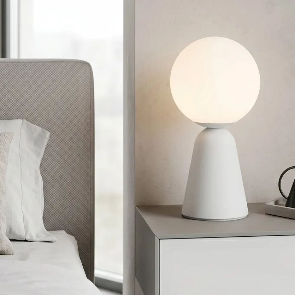 Abat Jour-Selezionato da Mazzolaluce Abat-jour lampada da comodino bianca sfera di vetro moderna