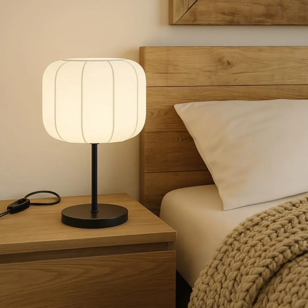 Abat Jour-Selezionato da Mazzolaluce Abat-jour per camera da letto moderna nera paralume in tessuto