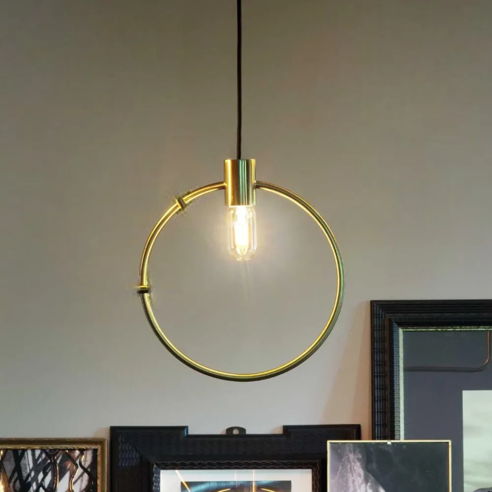 Lampadari Moderni-Ideal Lux Abc sp1 round round lampadario particolare cerchio ottone oro