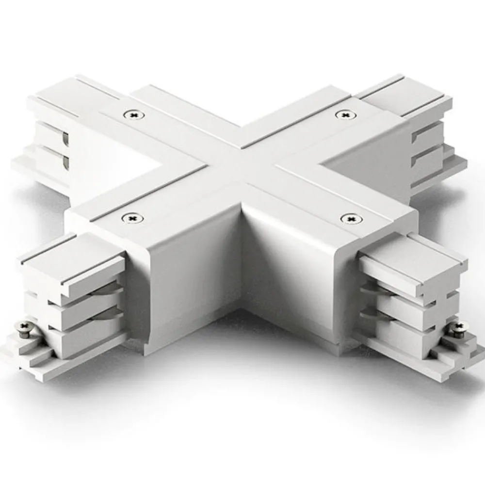 Illuminazione A Binario-Gea Luce Accessorio giunto a x per connessione elettrica meccanica binario trifase bianco