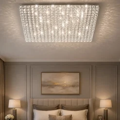 Plafoniere Moderne-Ideal Lux Admiral pl8 grande plafoniera per camera da letto quadrata con cristalli