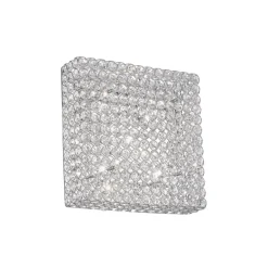 Plafoniere Moderne-Ideal Lux Admiral pl6 plafoniera per camera da letto quadrata cromata cristalli trasparenti