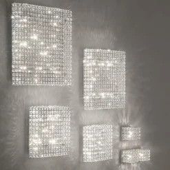 Plafoniere Moderne-Ideal Lux Admiral pl6 plafoniera per camera da letto quadrata cromata cristalli trasparenti