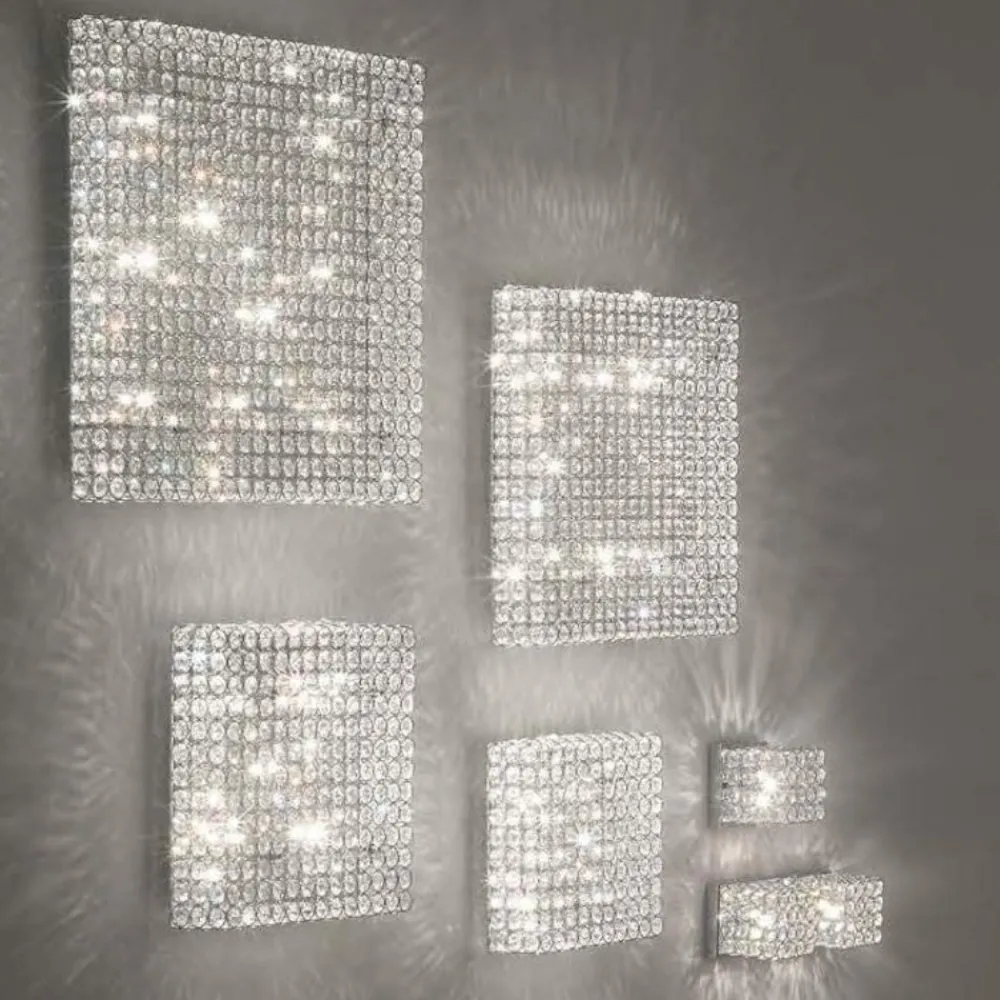 Plafoniere Moderne-Ideal Lux Admiral pl6 plafoniera per camera da letto quadrata cromata cristalli trasparenti