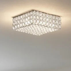Plafoniere Moderne-Ideal Lux Admiral pl4 plafoniera quadrata cromo cristalli trasparenti