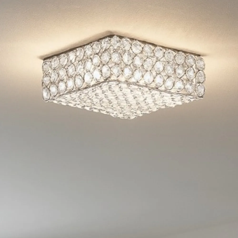 Plafoniere Moderne-Ideal Lux Admiral pl4 plafoniera quadrata cromo cristalli trasparenti