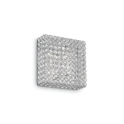 Plafoniere Moderne-Ideal Lux Admiral pl4 plafoniera quadrata cromo cristalli trasparenti