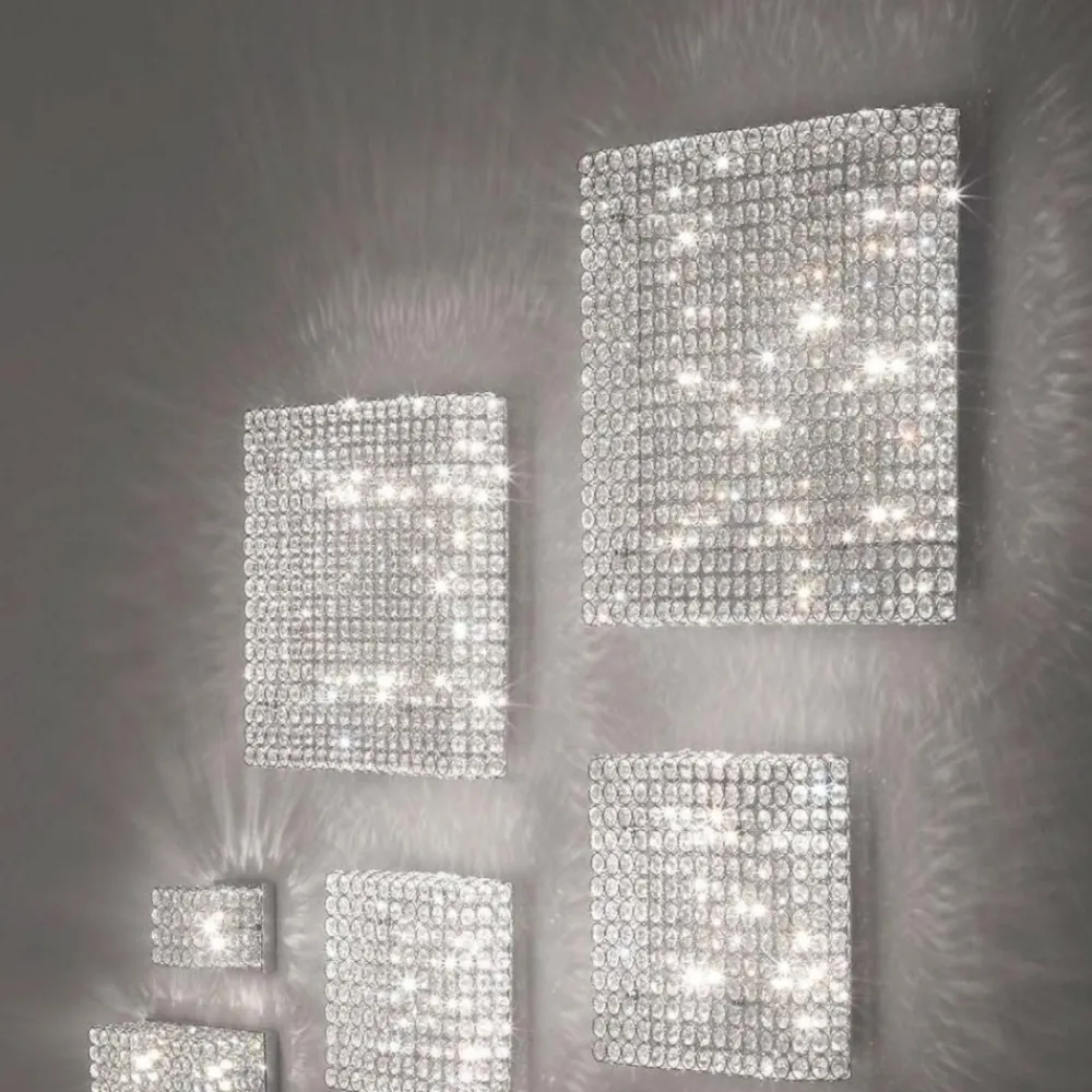 Plafoniere Moderne-Ideal Lux Admiral pl4 plafoniera quadrata cromo cristalli trasparenti