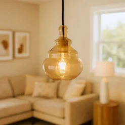 Lampadari Moderni-Miloox Adone lampadario in vetro miele da soggiorno