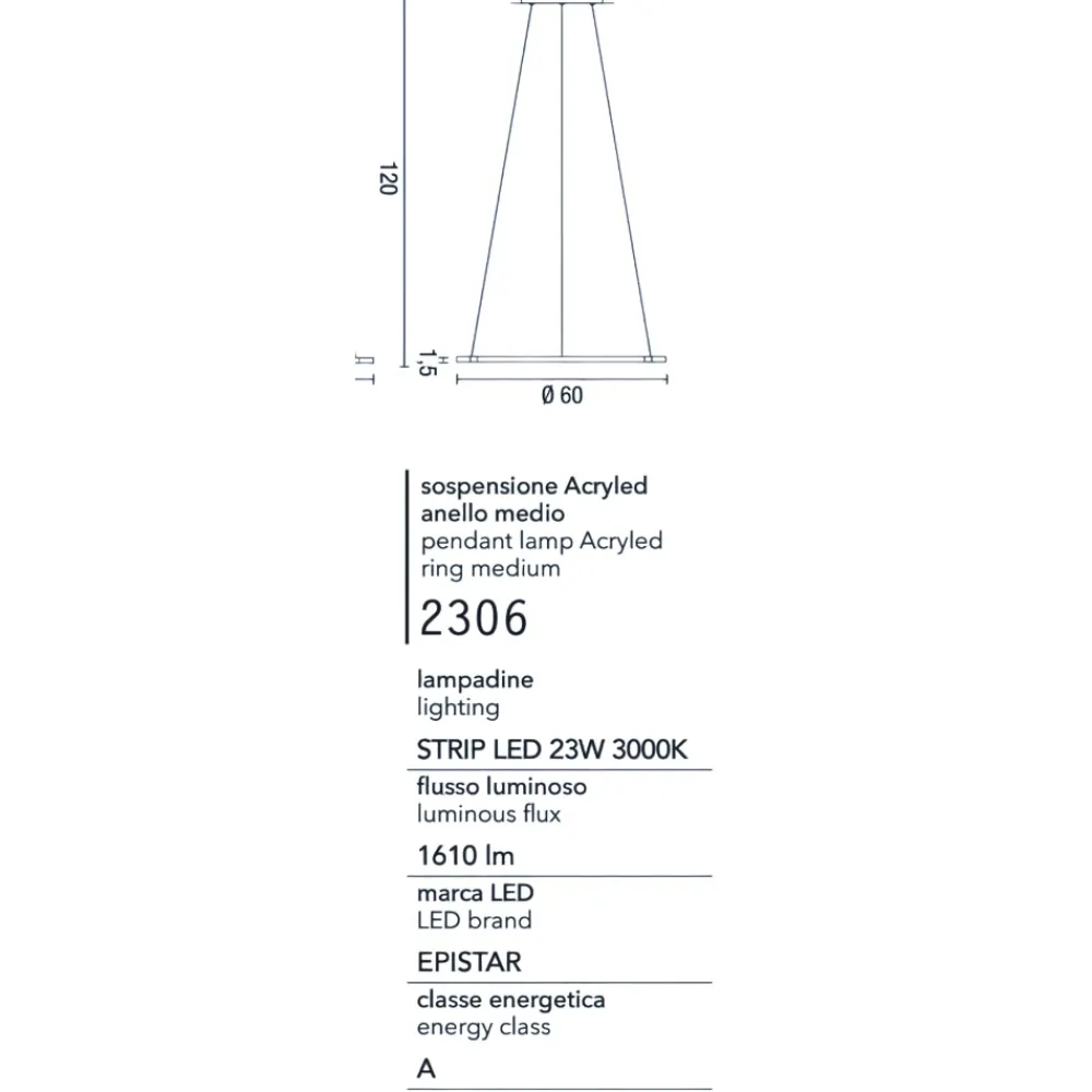 Lampadari Moderni-Affralux acryled lampadario anello led 23w 3000k