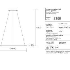Lampadari Moderni-Affralux acryled lampadario moderno anello bianco led 32w 3000k