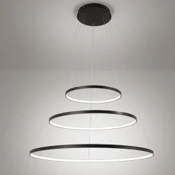 Lampadari Moderni-Affralux aluring nero lampadario led 71w 3000k cerchi moderno