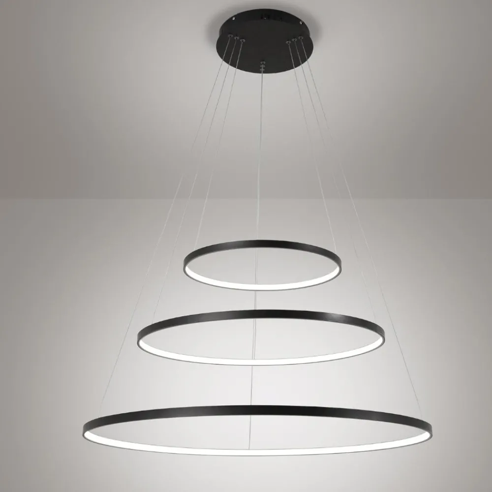 Lampadari Moderni-Affralux aluring nero lampadario led 71w 3000k cerchi moderno