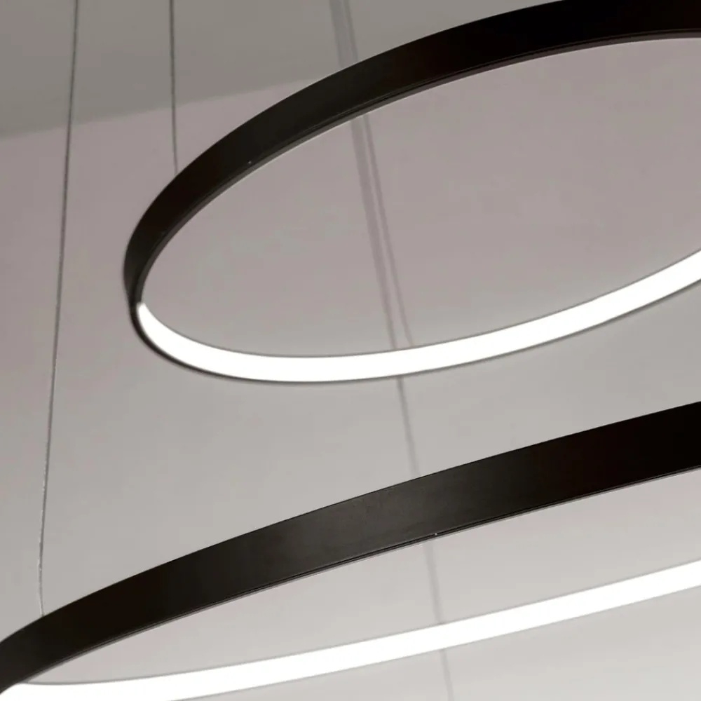 Lampadari Moderni-Affralux aluring nero lampadario led 71w 3000k cerchi moderno