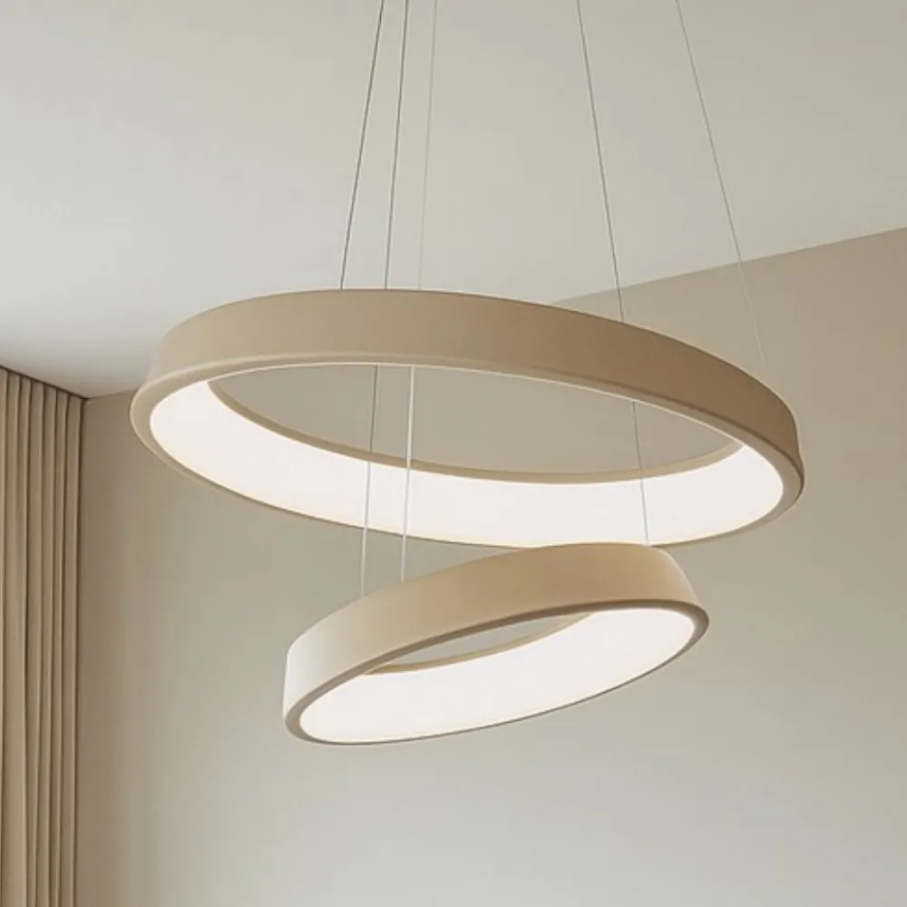 Lampadari Moderni-Affralux anelli diodi sabbia lampadario cerchi led 54w 3200k tortora