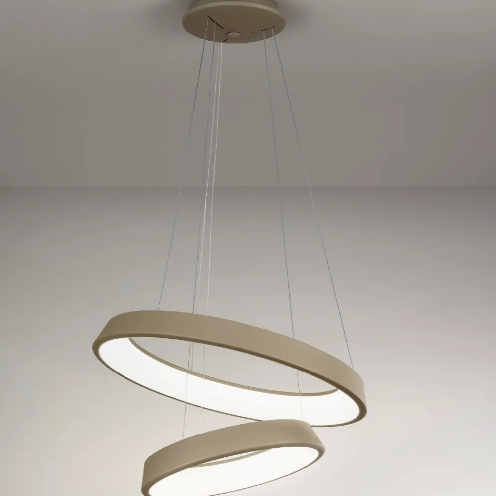 Lampadari Moderni-Affralux anelli diodi sabbia lampadario cerchi led 54w 3200k tortora