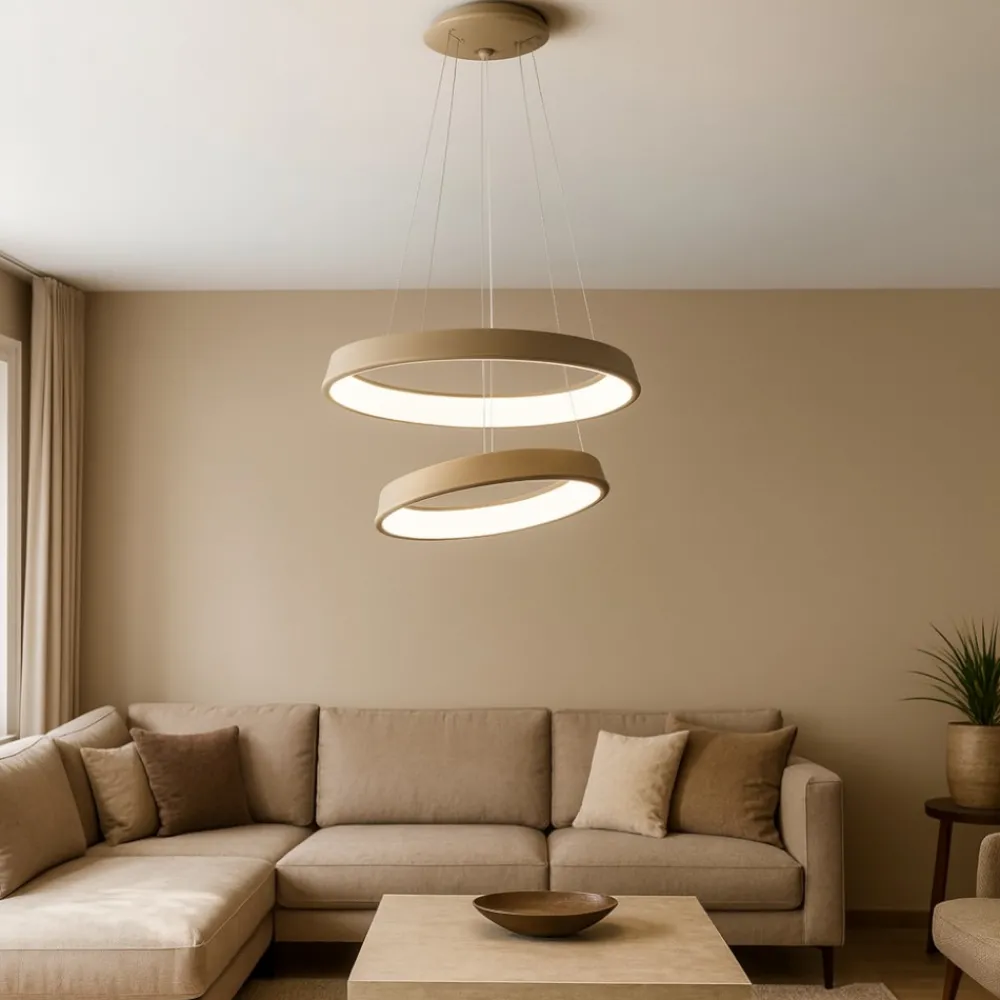 Lampadari Moderni-Affralux anelli diodi sabbia lampadario cerchi led 54w 3200k tortora