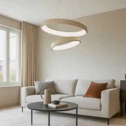 Lampadari Moderni-Affralux anelli diodi sabbia lampadario cerchi led 54w 3200k tortora
