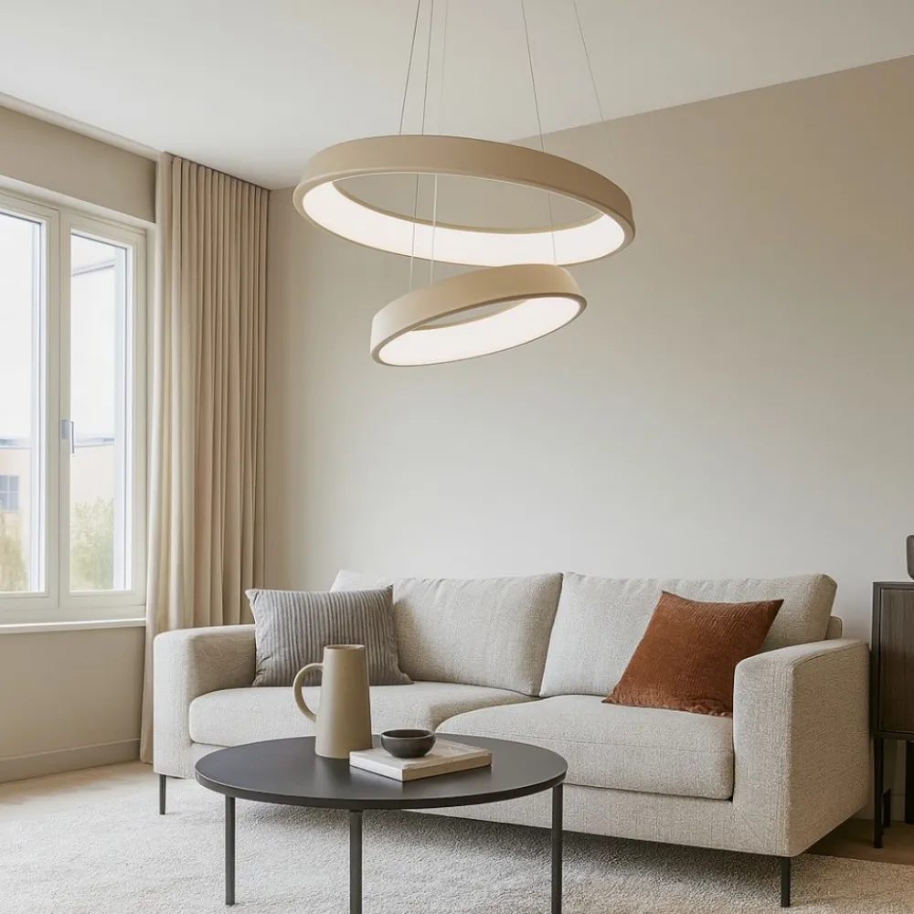 Lampadari Moderni-Affralux anelli diodi sabbia lampadario cerchi led 54w 3200k tortora