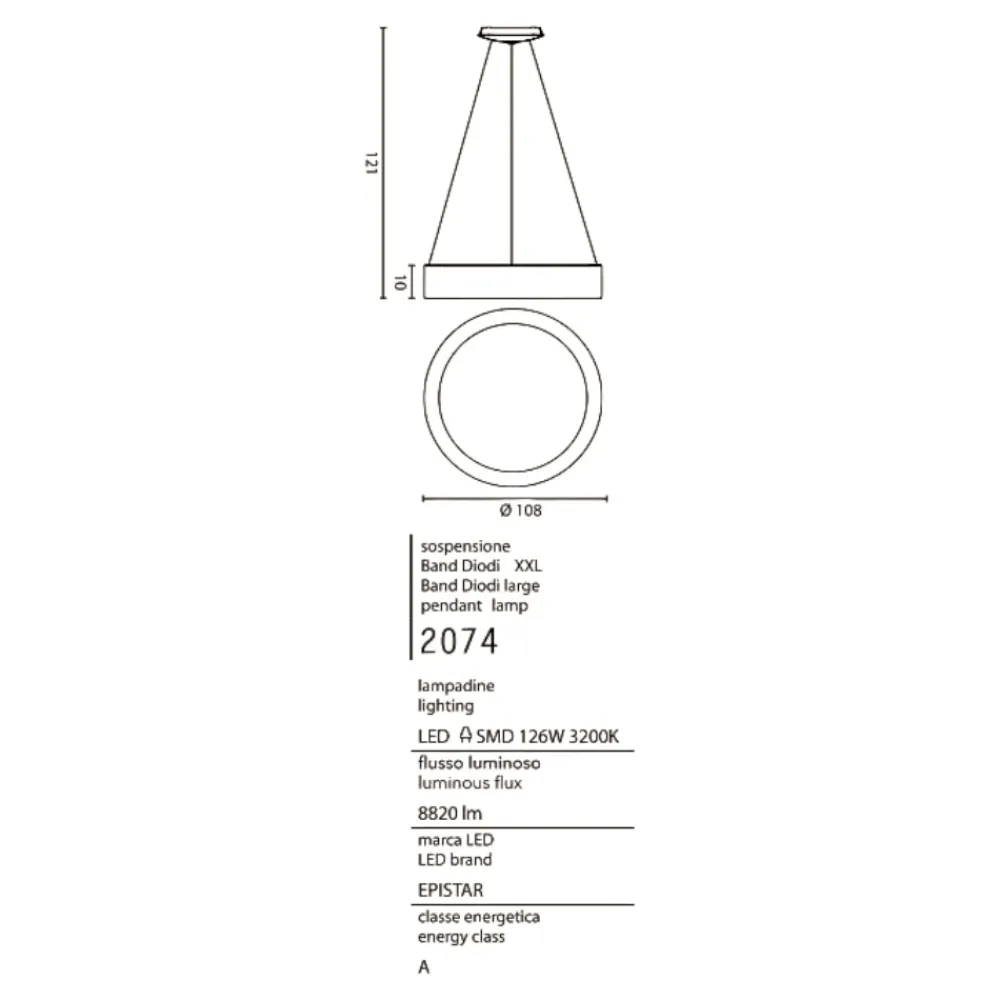 Lampadari Moderni-Affralux band diodi 108cm lampadario led 136w 3000k bianco