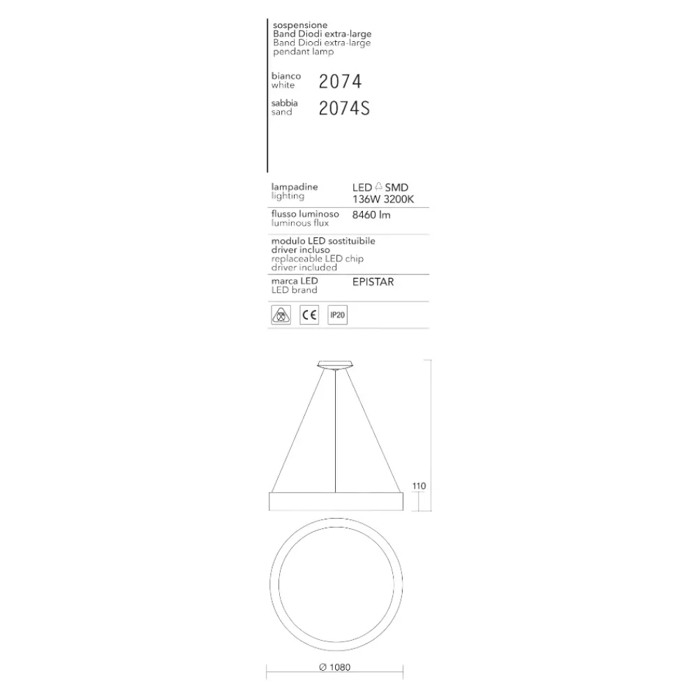 Lampadari Moderni-Affralux band diodi lampadario led cerchio sabbia 108cm