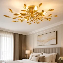 Plafoniere Moderne-Affralux crystallivs plafoniera per camera da letto oro cristalli ambra