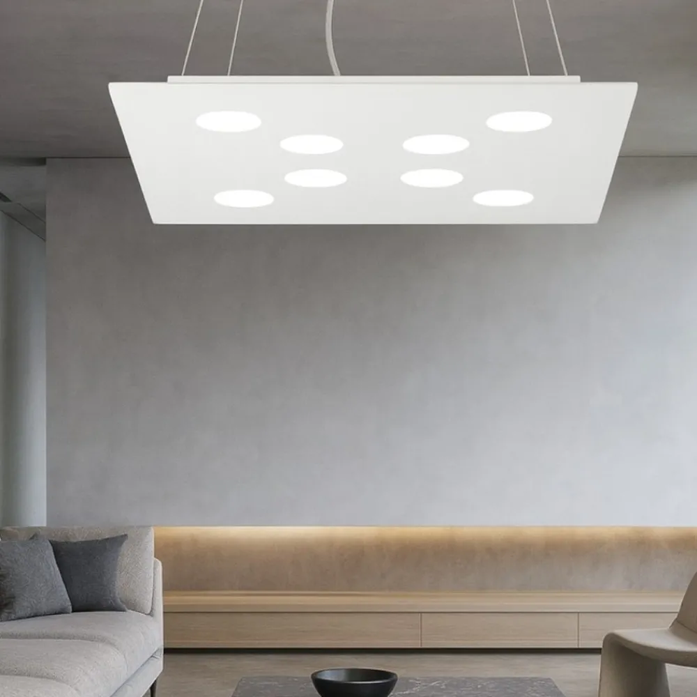 Lampadari Moderni-Affralux flet lampadario quadrato moderno bianco