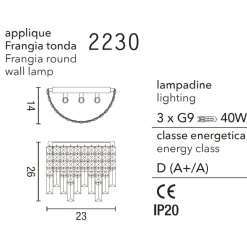 Applique Da Parete-Affralux frangia lampada da parete cristallo