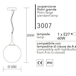 Lampade A Sospensione-Affralux lampada a sospensione moderna potiri sfera vetro bianco