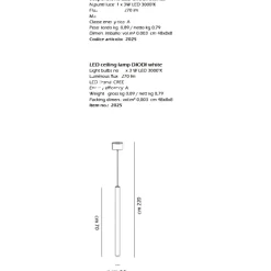Lampade A Sospensione-Affralux lampada a sospensione maya led 3w 3000k cilindro bianco