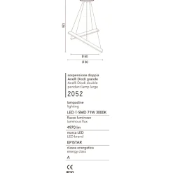 Lampadari Moderni-Affralux lampadario diodi sabbia led 82w 3200k cerchi per soggiorno