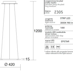 Lampadari Moderni-Affralux lampadario moderno acryled anello led 4w 3000k
