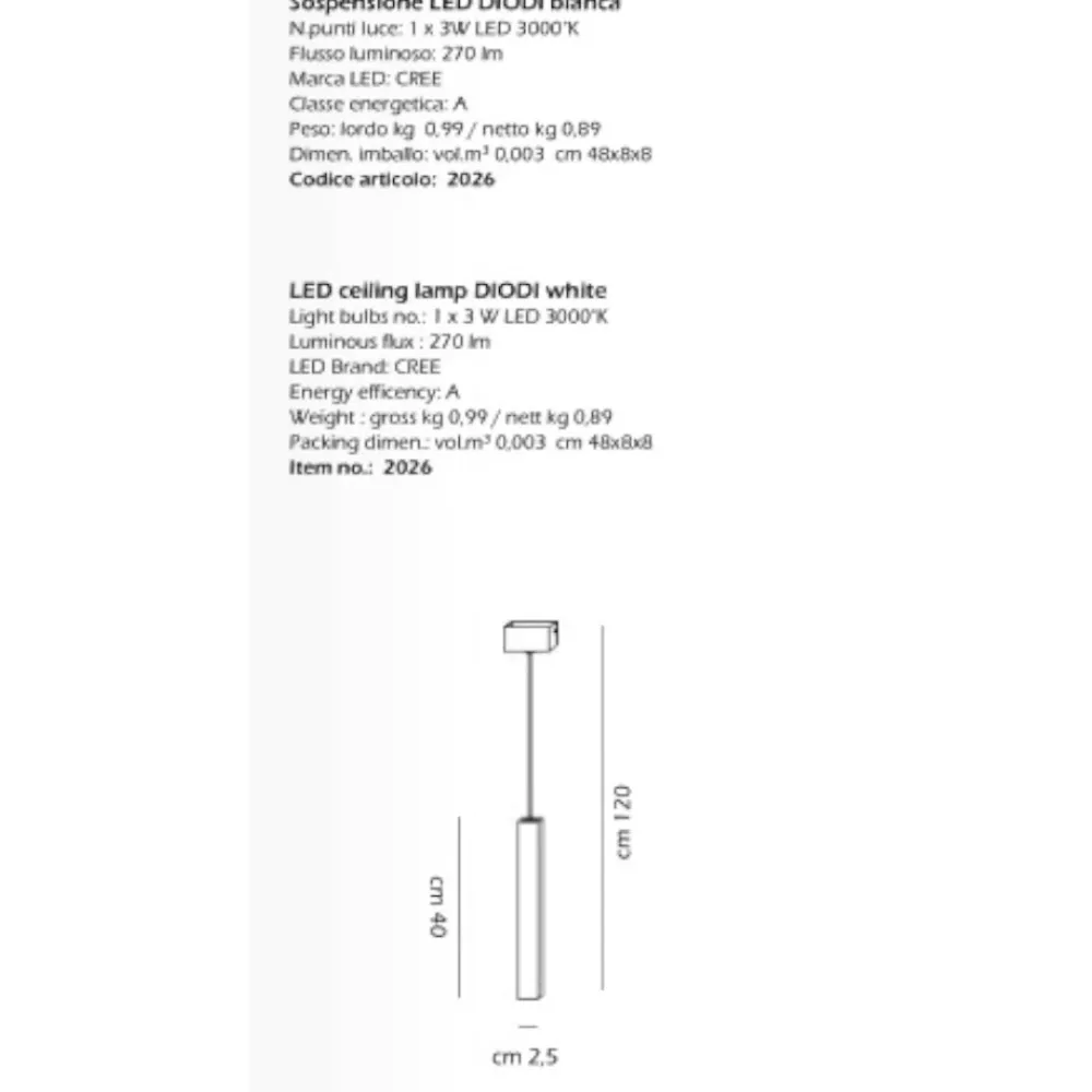 Lampade A Sospensione-Affralux lampada sospensione per penisola maya led 3w 3000k bianca