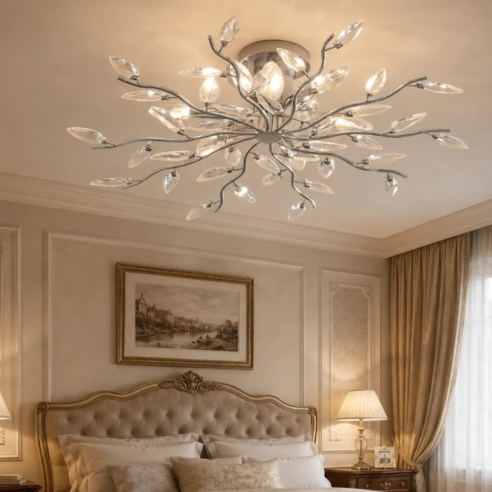 Plafoniere Moderne-Affralux plafoniera per camera da letto petali di cristallo