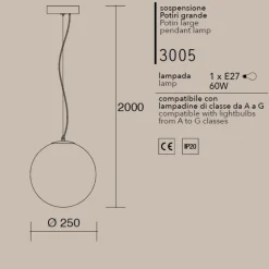 Lampade A Sospensione-Affralux potiri lampada a sospensione sfera vetro bianco
