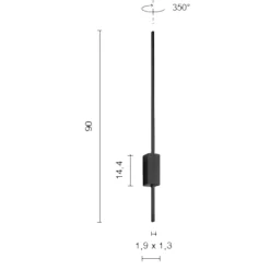 Applique Da Parete-Ondaluce Agos applique moderna led 3000k nero 90cm orientabile