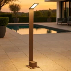 Lampioni Da Giardino-Ideal Lux Agos pt h80 lampione marrone per esterno led 9w 4000k