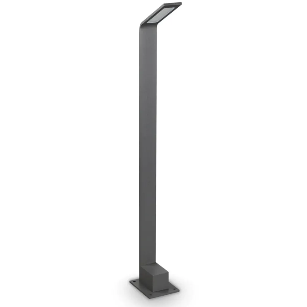 Lampioni Da Giardino-Ideal Lux Agos pt h80 lampione da esterno ip54 led 3000k antracite spessore sottile