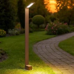 Lampioni Da Giardino-Ideal Lux Agos pt 3000k lampione per esterno marrone design moderno