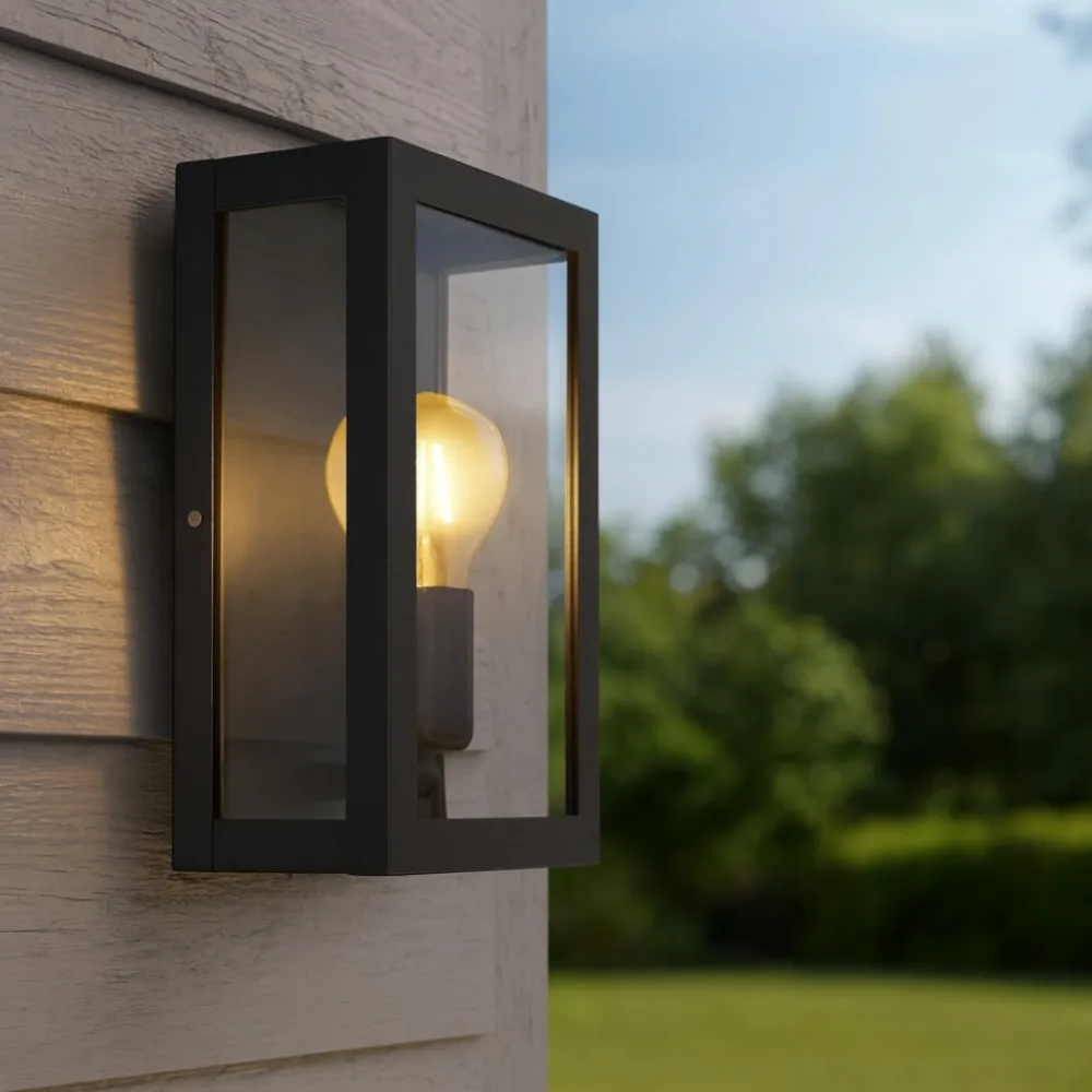 Applique Da Esterno-Eglo Alamonte applique lanterna da esterno nero