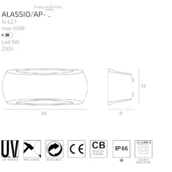 Applique Da Esterno-Top Light Alassio applique da esterno bianco anti corrosione ip66