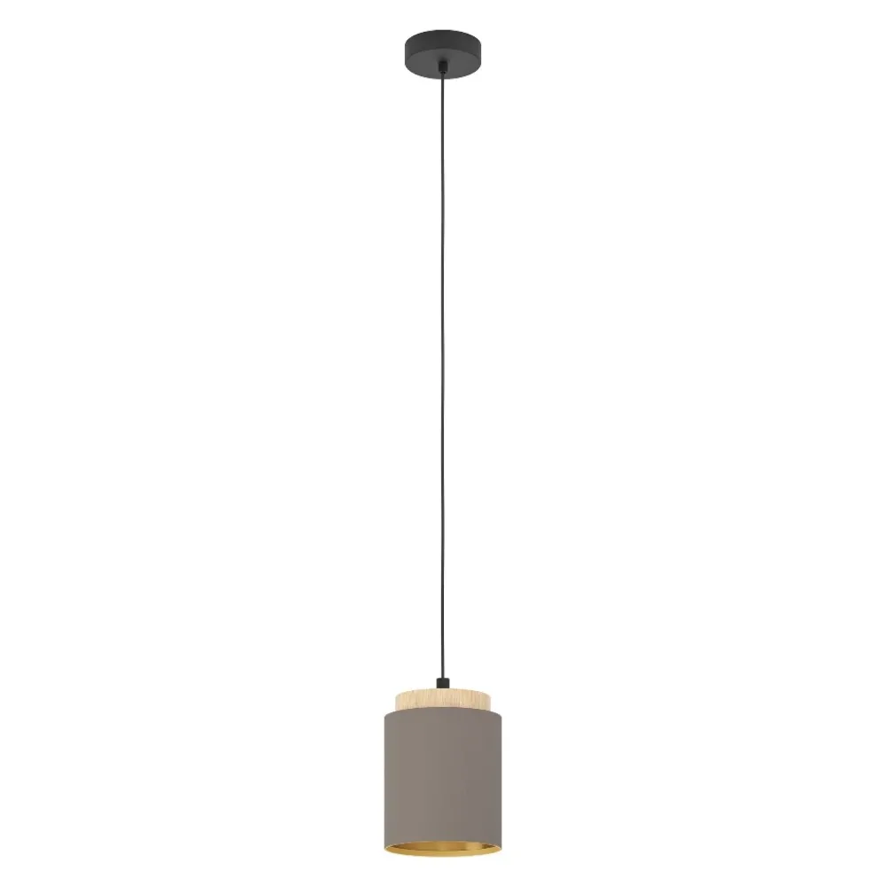 Lampade A Sospensione-Eglo Albariza lampada a sospensione per cucina con dettagli in legno